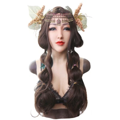 Silicone Breast Forms Breastplate With Full Head Face Mask For Crossdresser