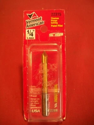 Vermont American Titanium Plunge Cutting Panel Pilot 1/4" Router Bit, NIB