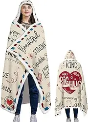 Mother's Day Blanket - Warm Mom Birthday Blanket - Soft Envelope Design Hooded Flannel Comforter Machine Washable for Women Lazy Air Conditioner Home Decor Spa Day
