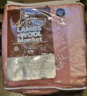 Faribo Americana King Size 108x90 100% Lambs Wool Blanket Pink