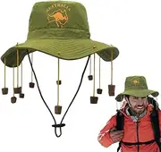 [Generic] Cork Hat - Outback Adventure Hat with Corks, Aussie Sun Protection Hat | Vintage Camping and Hiking Hat, Men's Outback Hat with Chin Cord and 12 Cork Beads for Outdoor Fishing Hiking Travel