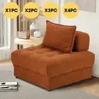 Oikiture Velvet Modular Sofa Lounge Chair Armless TOFU Back Brown