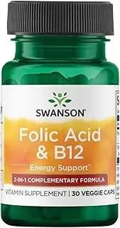Swanson Ultra Folic Acid & B-12 30 Veg Caps - Vitamin Supplement