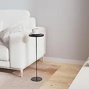 DREAMODERN Small Side Table, Metal Round Drink Table, Desktop Diameter 7.87“ for Living Room Bedroom Small Spaces Sofa Couch Chair, Black