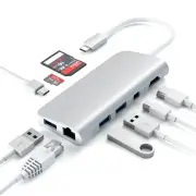 Satechi USB-C Multimedia Adapter 4K Ethernet Port, Silver - ST-TCMM8PAS (EOL)