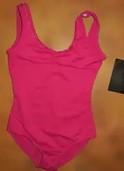 NWT Bloch Dance Hot Pink Tank Leotard Frill Diamante Sm Child 4-6 CL7255