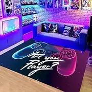 Game Controller Printed Non-Slip Gaming Rug 55.1"x78.7" (140x200cm) Thickened Soft Flannel Carpet for Teens Bedroom, Playroom Decor - Durable Floor Mat for Xbox/PS5 Gamer Boys