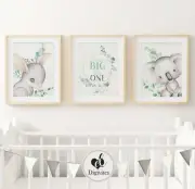Baby, Australian Animal Nursery Wall Art Print Set of 3. Koala, Bilby, dream big