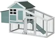 i.Pet Chicken Coop Large Rabbit Hutch, Coops Wooden Pet House Run Cage Walk in Guinea Pig Ferret Feeder Bunny Hen, Outdoor Metal Door Roof Hatch Nesting Box Tray Farm DIY