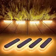 Outdoor Solar Deck Lights - 4 Pack, 2700K Warm White LED, Waterproof