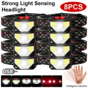 USB Rechargeable LED Headlamp Head Torch Multi-function Sensor Head Light Lamp