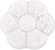 Approx 5600pcs Assorted 7 Sizes Half Round Flatback Pearl Beads DIY Craft Shoes Phone Nail Art Making Plastic Box(White)
