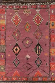Purple Plush Wool Geometric Moroccan Berber Handmade Oriental Area Rug 9x13