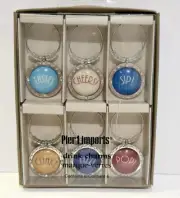 Pier 1 Imports Wine Glass Charms Set 6 Cheers Taste Sip Clink Fizz Pop Beaded