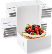 50 Pack Disposable Cake Boxes - Elegant 12 x 12 x 6 Inch White Bakery Boxes