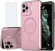 Asuwish Phone Case for iPhone 11 Pro Max 6.5 with Magsafe Tempered Glass Screen Protector and Stand Slim Cell Cover Hard Hybrid Mobile Accessories iPhone11 11pro Promax i XI Plus Women Men Rose Gold