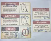 Crane Machine Operator Electrocution / Danger Warning Sticker Decal Lot Set of 5