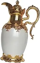 Generic Arabic Insulated Thermal Coffee Carafe,Vacuum Pot Water Pitcher Ornaments Glass Liner Teapot Thermal Urn for Housewarming, Gold 28cmx32cm