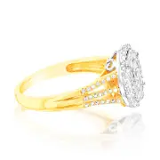 1 Carat Oval Shaped Diamond Ring in 9ct Yellow Gold & Sterling Silver, M