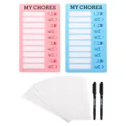 Checklist Board Set, 2 Pcs Chore Chart Plan with Cards Pen My Chore, Pink Blue