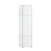 Dejaro Modern 4-Tier Display Shelf Storage Cabinet W/ 1-Door - Glass/White
