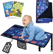 TEAMKO® Toddler Airplane Bed with Quilt + Color Educational Books | Portable Airplane Seat Extender for Kids, Essential Airplane Bed, Compact & Comfortable Travel Bed for Babies and Toddlers