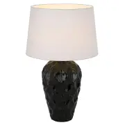 Madrid Contemporary Table Desk Lamp Light Fabric Ceramic Black White Gloss