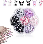 70 Pcs 3D Colorful Nail Art Decoration,Resin Cute Nail Rhinestone Glitter Nail Charms Nail Multi-Shape Charms Flower Gems Pendant Pearls Art Accessories