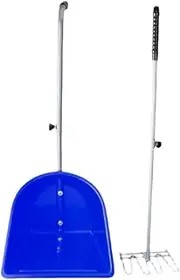 Fenteer Iron Fork and Dustpan Set Horse Supplies Hand Tool with Long Handle Portable Ergonomic Adjustable Dung Picker Stable Tools