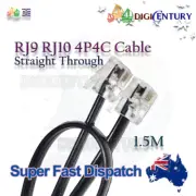 4P4C RJ9 RJ10 RJ22 Straight Through Telephone Handset Flat Cord Cable 1.5m Black