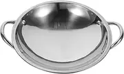 WATIIFUFU Cooking Pot Stainless Steel Wok Metal Stew Pot Round Bottom Practical Outdoor Cookware