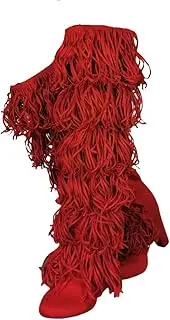 Sexy Red Tassel Chunky Over The Knee Boot, Synthetic Suede Leather Classic Thigh High Boot, Frankie Hsu Fashion Large Big Size Block Heels Above The Knee Long Boots For Women