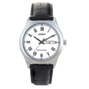 Casio Men MTP-V006L-7BUDF Analog Leather Watch Black silver Original NEW