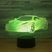 Racing Car 3D LED Illusion Lamp Night Light 7 Colors Dimmable USB Powered Touch Control for Kids Creative Car Gifts for Boys
