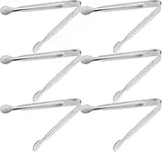 6pcs Stainless Steel Food Tongs Compact and Lightweight Ice Tongs for Ice Cubes Candy Sugar Cubes and Bread Clips Kitchen Serving Tool for Parties and Picnics