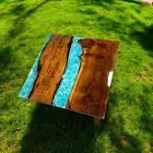 36" Square Blue Epoxy Resin Coffee Table Conference Meeting Table Home Decors