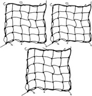 3 Package 6 Hook 15" x15" (40x40cm) Motorcycle Cargo Net for Helmet Motorbike Bikes Elasticated Bungee Cord Cargo Net Luggage Mesh Bungee Net Storage Tie Down Adjustable