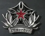 IRON CROSS DISORDER STAR/DOVES Metal Belt Buckle - Silver Moon - New w/tag