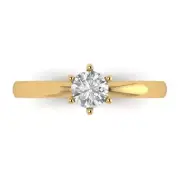 Solitaire Engagement Ring - Yellow Gold, 0.5ct Round Cut Simulated Diamond