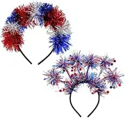 [WHAVEL] 4th of July Headband 2PCS Patriotic Headbands Independence Day Accessories Red White and Blue Head Band
