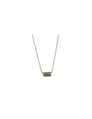 [Cudworth] Stainless Steel And Wood Inlay Bead Pendant On Ball Chain in Silver