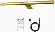 Wireless Picture Light, 16'' Painting Light with Remote,Recahrgeable Magnetic Timer Art Lamp with Dimmable for Picture Painting Dartboard Gallery Art(Gold-1)
