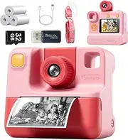 TVYTYAT Instant Print Camera for Kids, 1080P Cameras Instant Print,HD Selfie Digital Video Cameras Toddler 3 Print Paper & 32G Card,Christams Birthday Gifts for Girls Boys Age (Pink)