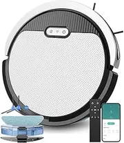 Pureatic Robot Vacuum, Robot Vacuum and Mop with Schedule Cleaning, 5000Pa Strong Suction, WiFi/Bluetooth/Alexa/App/Remote Control,Automatic Self-Charging, Ideal for Pet Hair, Hard Floor and Carpet
