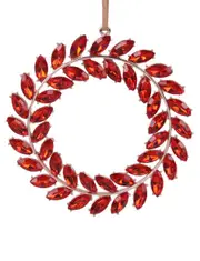 Red Crystal Wreath Tree Ornament 10cm