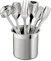 All-Clad T236 Stainless Steel Cook and Serve Kitchen Tools Set with Caddy, 6-Piece, Silver
