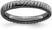 [Stackable Expressions] 925 Sterling Silver Polished Patterned Ruthenium plating Stackable Black Plated Ring Size 10-Stackable-Ring for Women