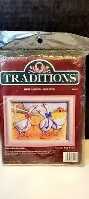 Vintage 1985 Traditions Dimensional Quilting 5x7 Barnyard Braggin' Geese Sewing