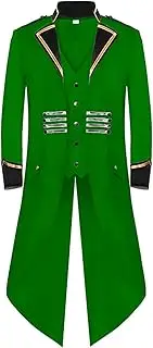 Men's Steampunk Vintage Tailcoat | Vintage Halloween Men's Medieval Costume | Vintage Victorian Uniform Middle Length Punk Coat for Masquerade Gothic Vampire Costume Yongbao