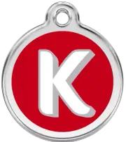 Red Dingo Alphabet "K" - Lifetime Guarantee - Cat, Dog, Pet ID Tag Engraved